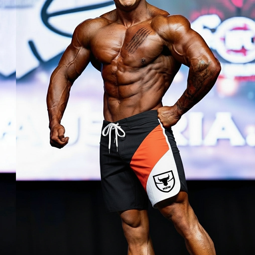[MetroMuscleWear] IFBB Pro Mens Physique Board Short Black (4717-20)