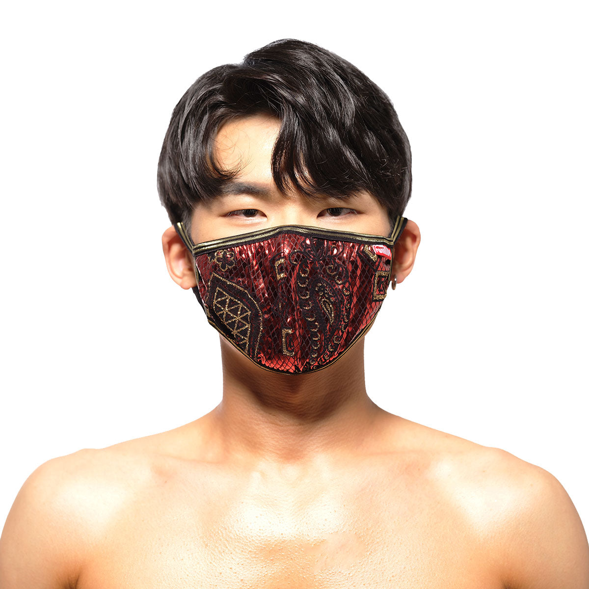 [M2W] Face Mask Metal Paisley Red (0111-62)