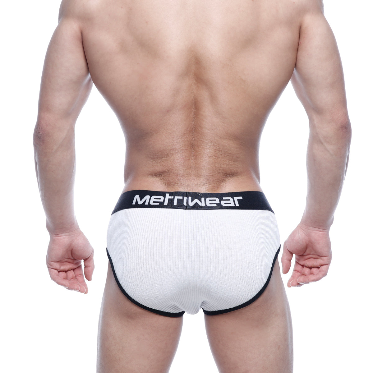 [M2W] Classic Ribbed Brief Contrast White (1103-30)