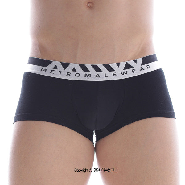 [M2W] Cotton Short Boxer Solid Black 7Inch (3022-S20)