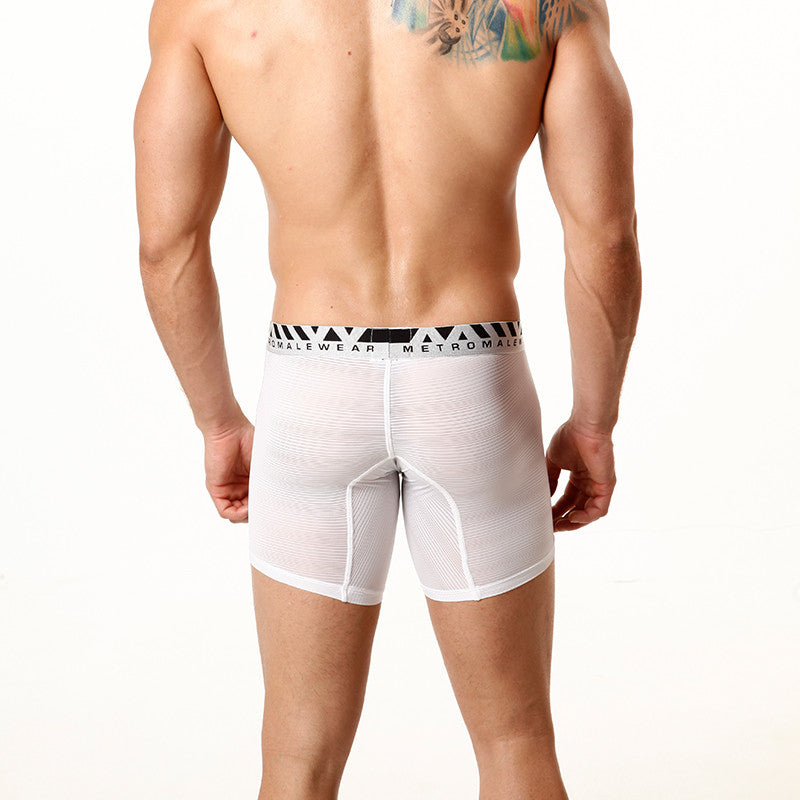 [M2W] Sheer Stripe Mid Boxer 10Inch White (2023-47)