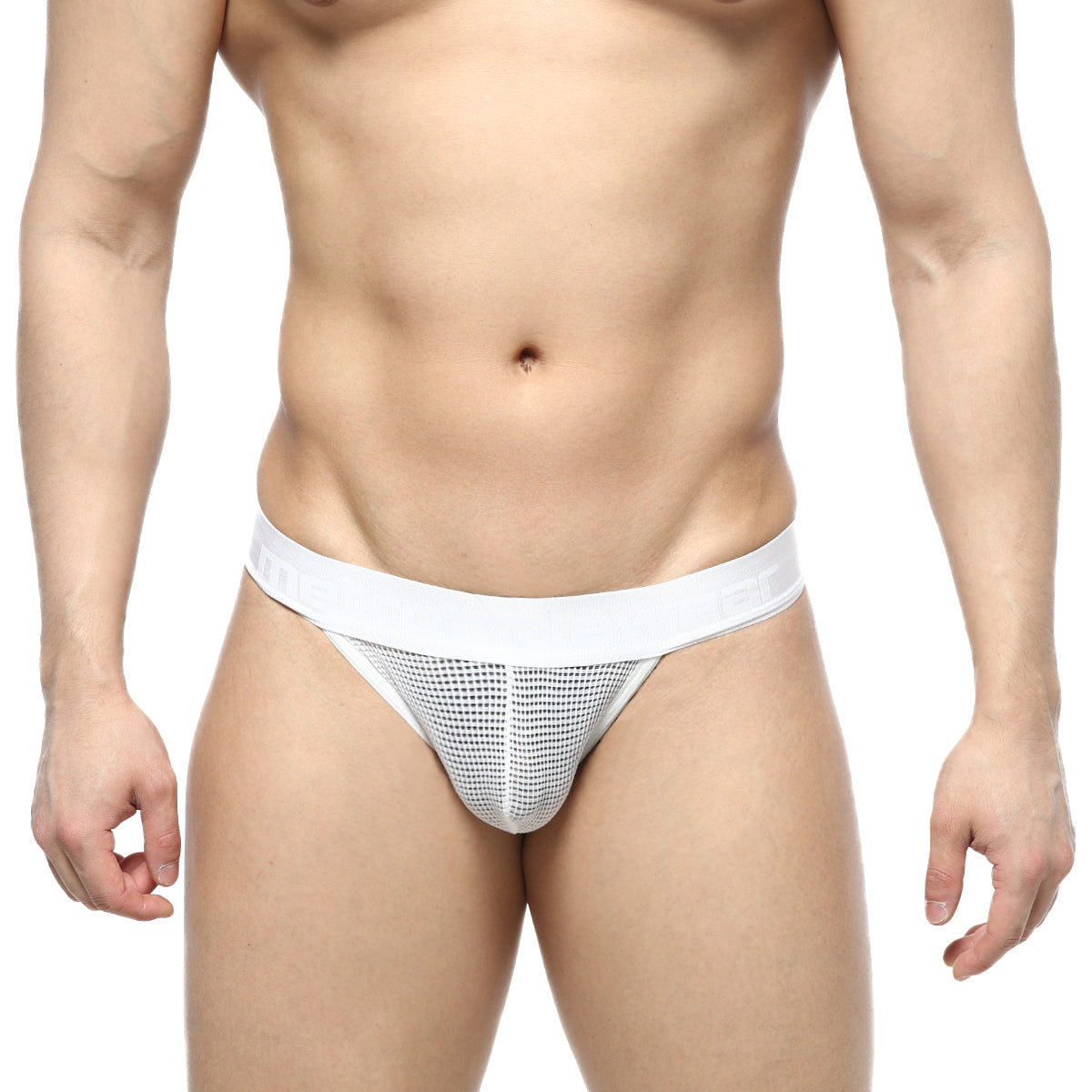 [M2W] Grid Mesh Thong White (2912-34)