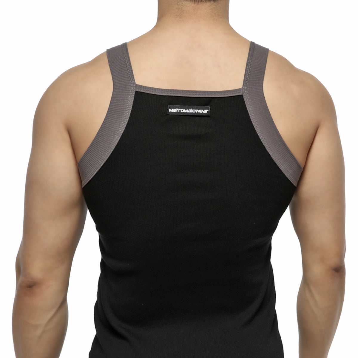 [M2W] Square Cut Tank Top Contrast Black (3125-30)