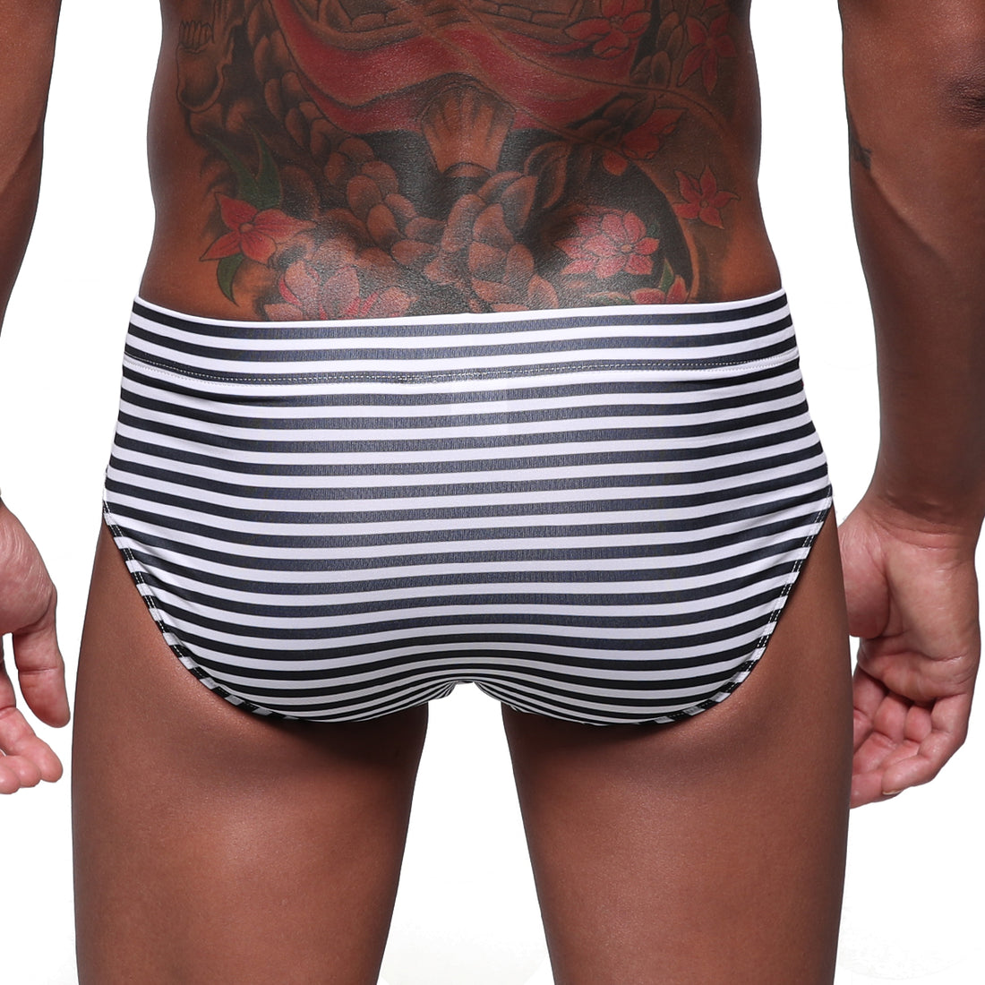 [M2W] STRIPE SWIM BRIEF WHITE (4928-02)