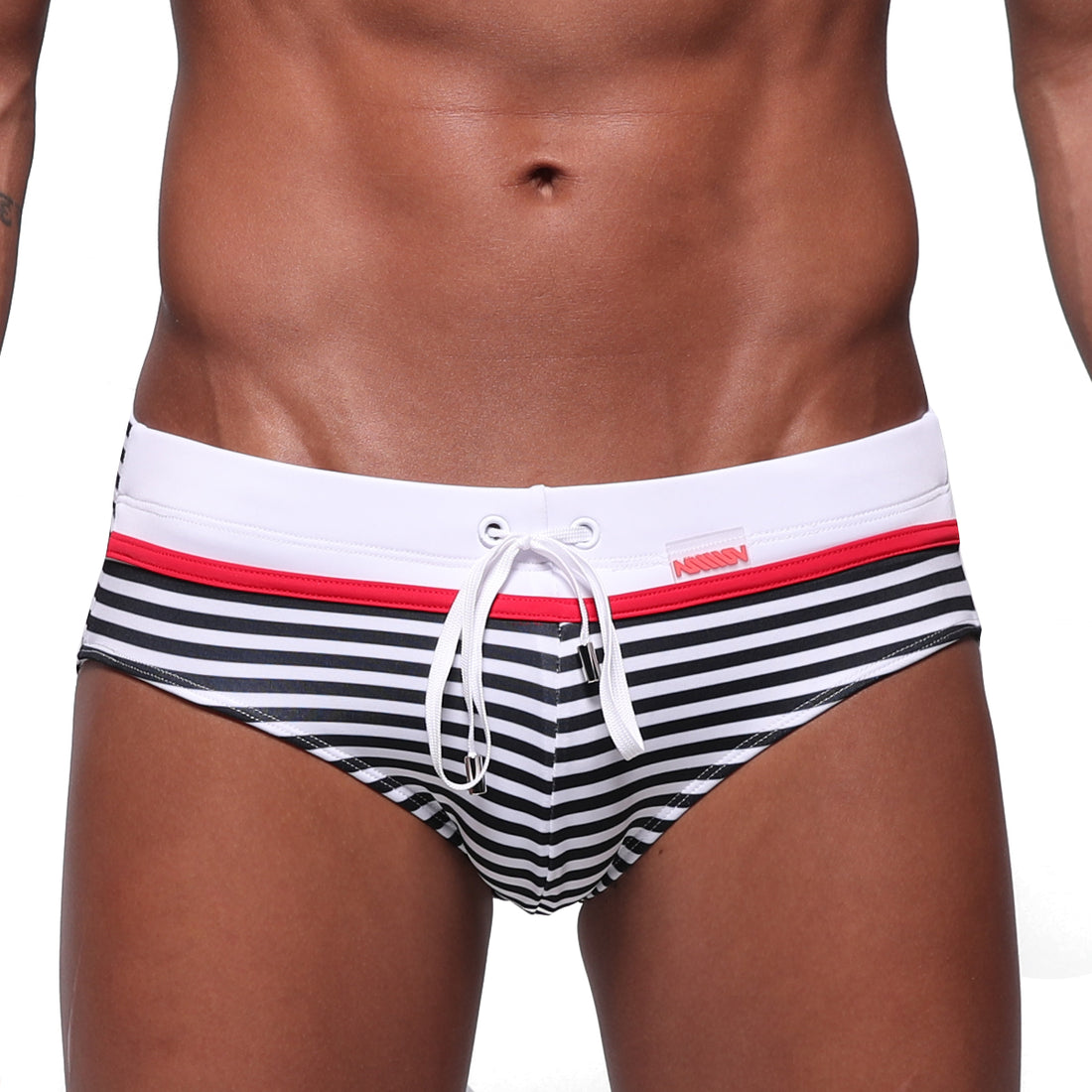 [M2W] STRIPE SWIM BRIEF WHITE (4928-02)