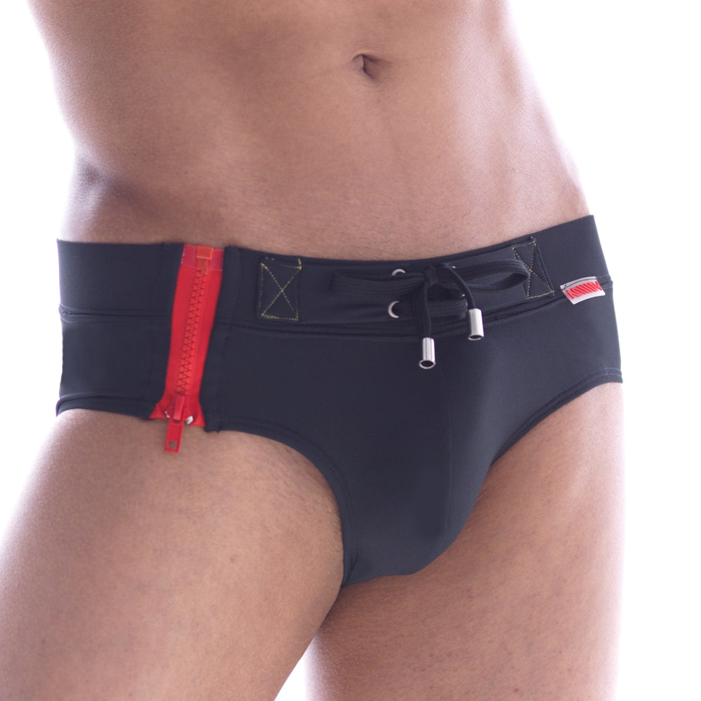 [M2W] Zipup Swim Brief RED (4940-12)