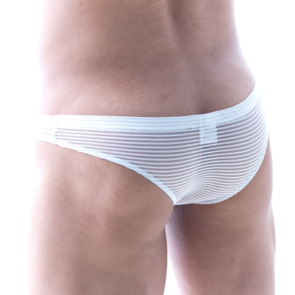[M2W] Sheer Stripe Capri Bikini White (6103-96)
