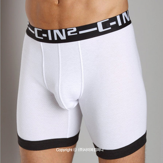 [C-IN2] New Bamboo Mesh Rider Boxer Brief White (CN3163)